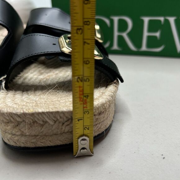 J. Crew Block-Heel Espadrille Sandals Leather Raffia Slip-on Black Women's 9 NWB - Picture 11 of 12